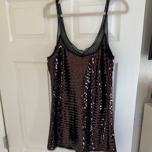 Black and Brown Sequin Tank Dress